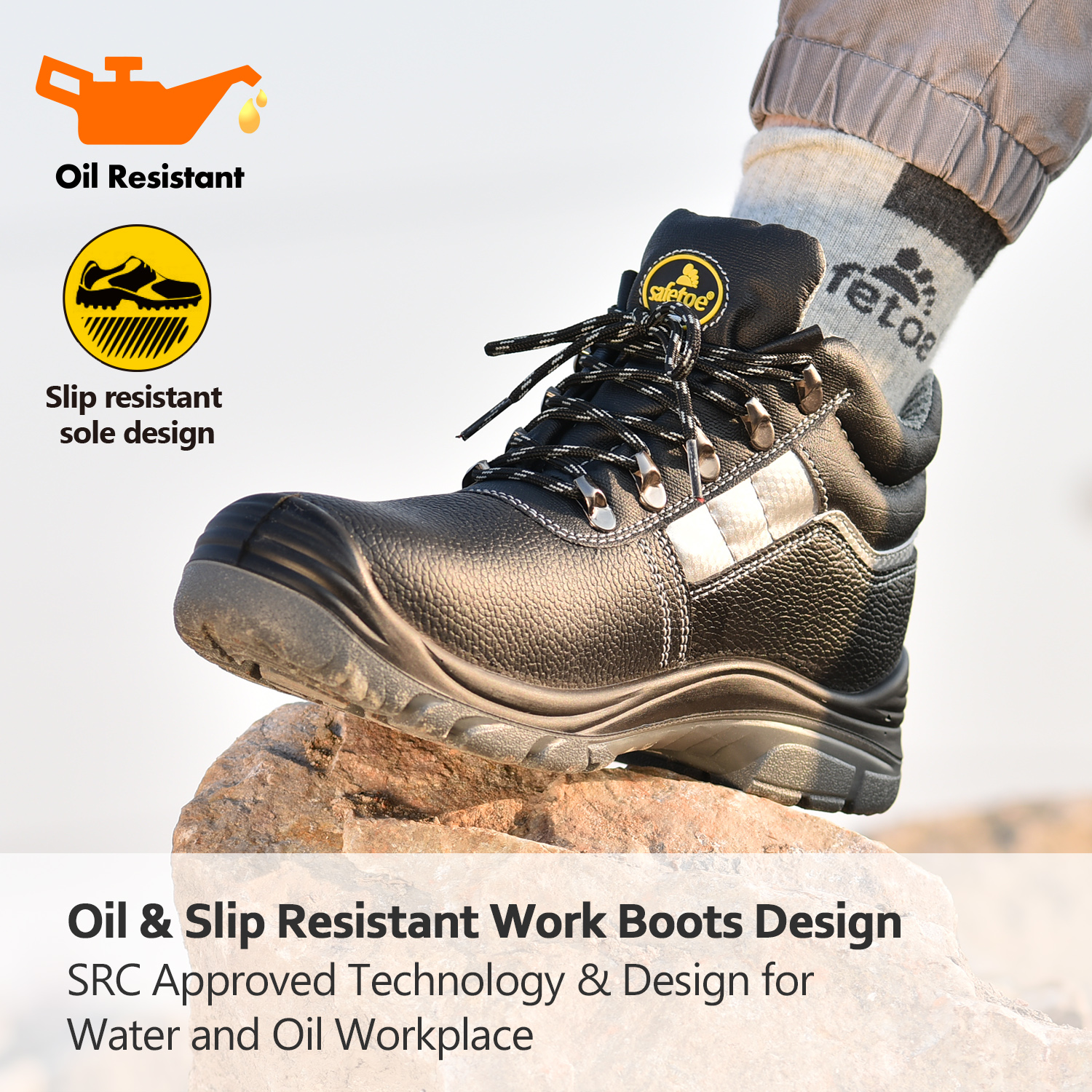 أحذية عمل جاهزة مقاومة للماء من الفولاذ المقاوم للصدأ للرجال M-8027